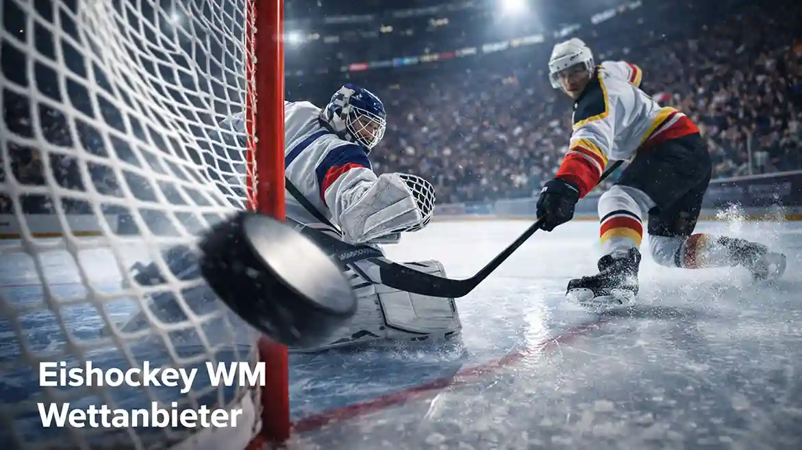 Eishockey-Szene mit Torschuss – Wettarten wie Siegwetten und Handicap bei der WM